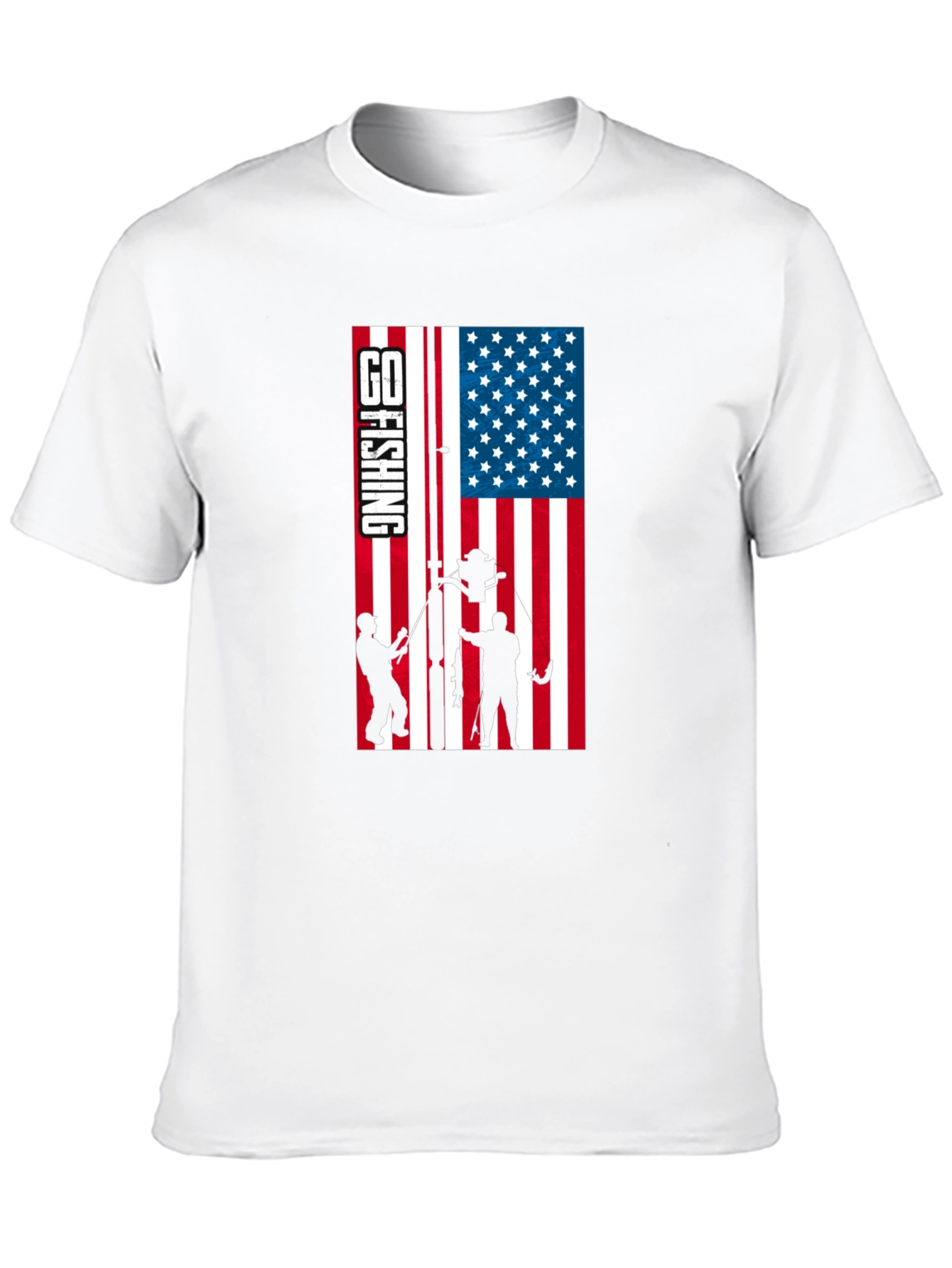 Fishing USA Flag Graphic T-Shirt - Patriotic Angler Tee