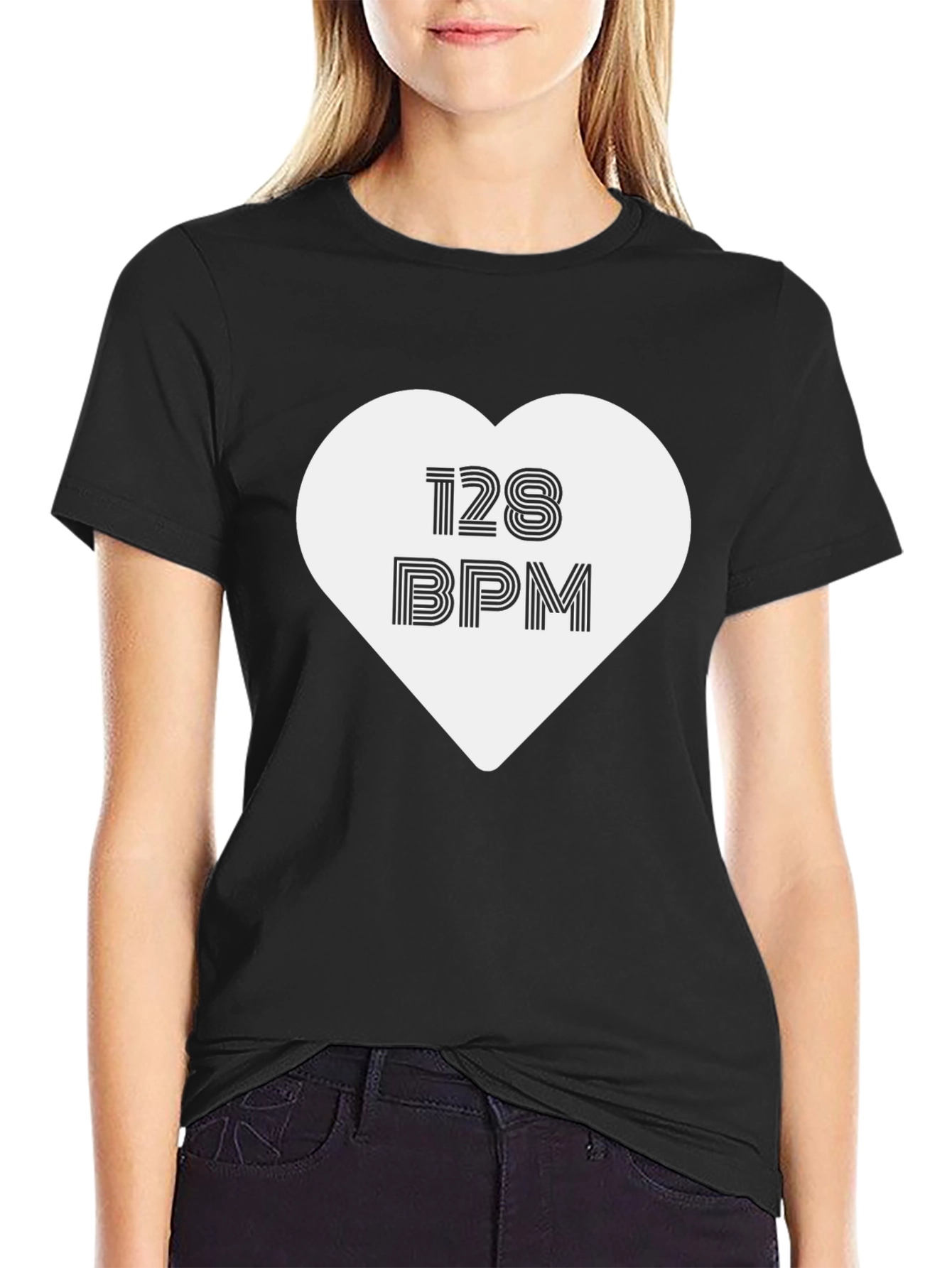 128 BPM Heartbeat Music T-Shirt - Black