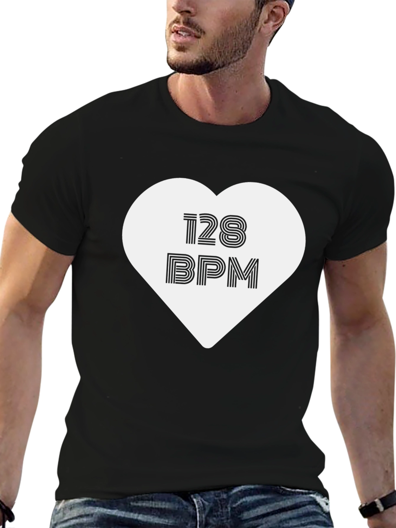 128 BPM Heartbeat Music T-Shirt - Black