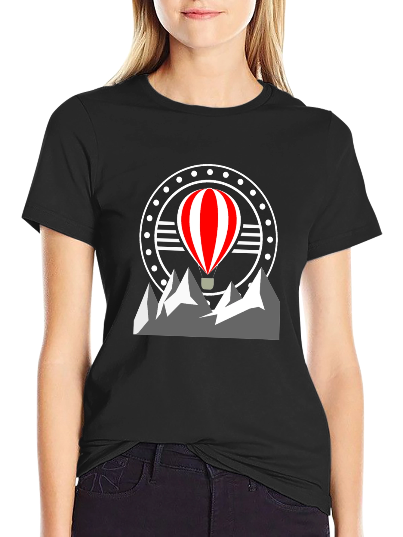 Adventure Awaits: Hot Air Balloon Mountain Graphic Tee