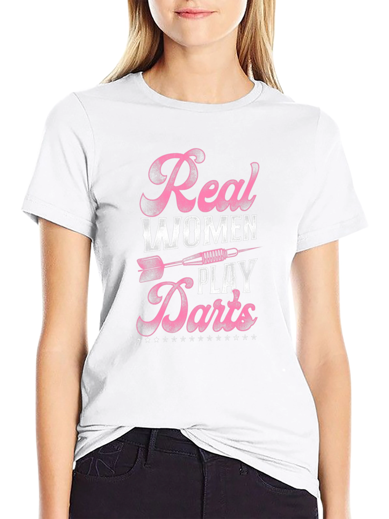 Real Women Play Darts Black Graphic Tee