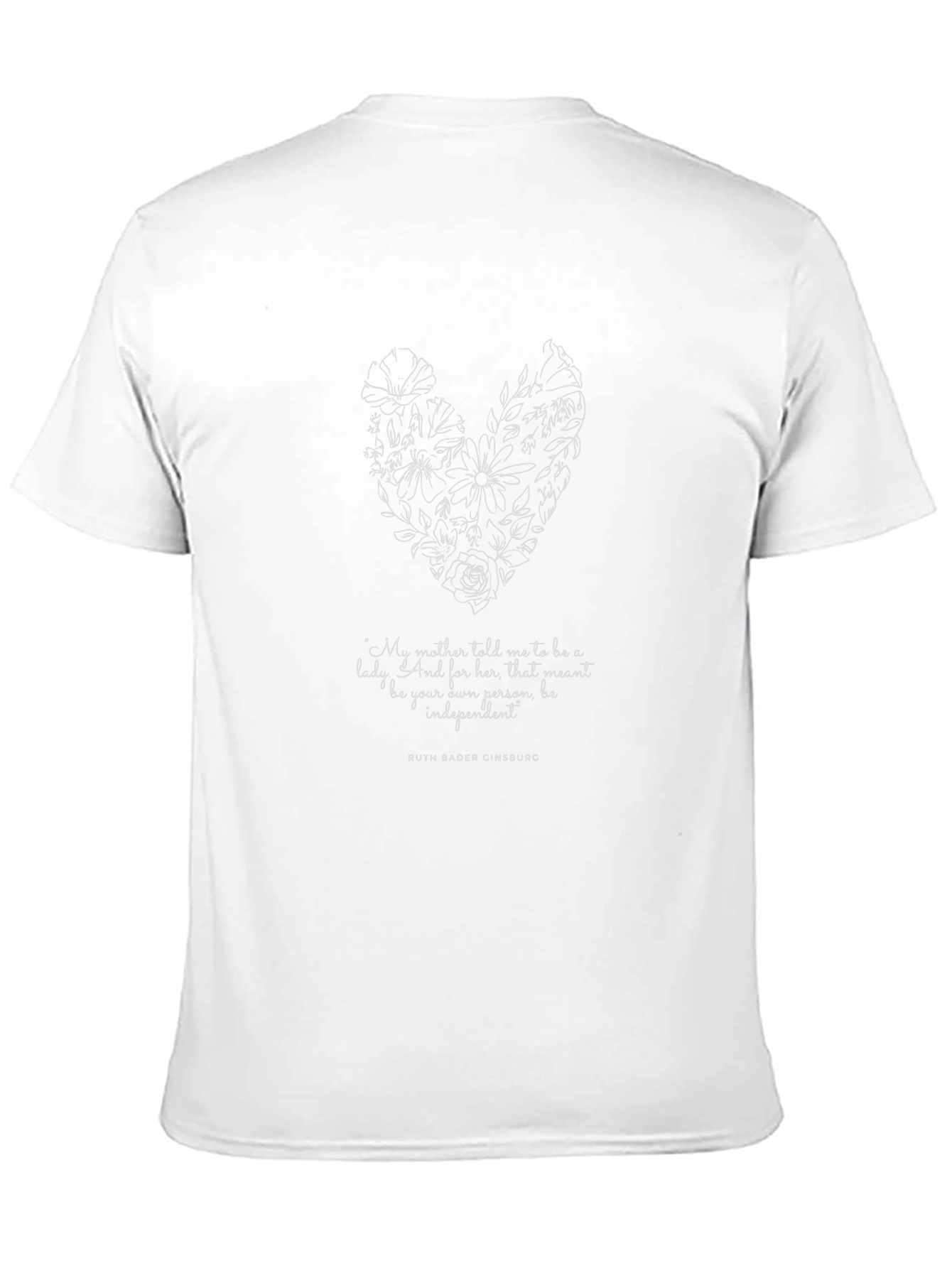 Floral Heart RBG Quote Black T-Shirt