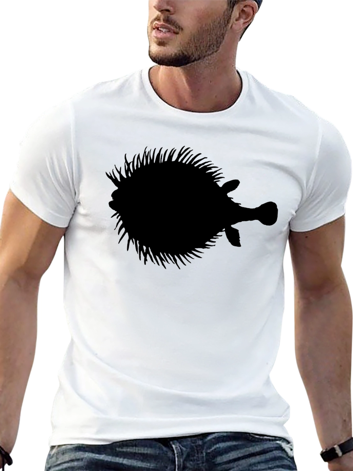 Pufferfish Silhouette Graphic T-Shirt