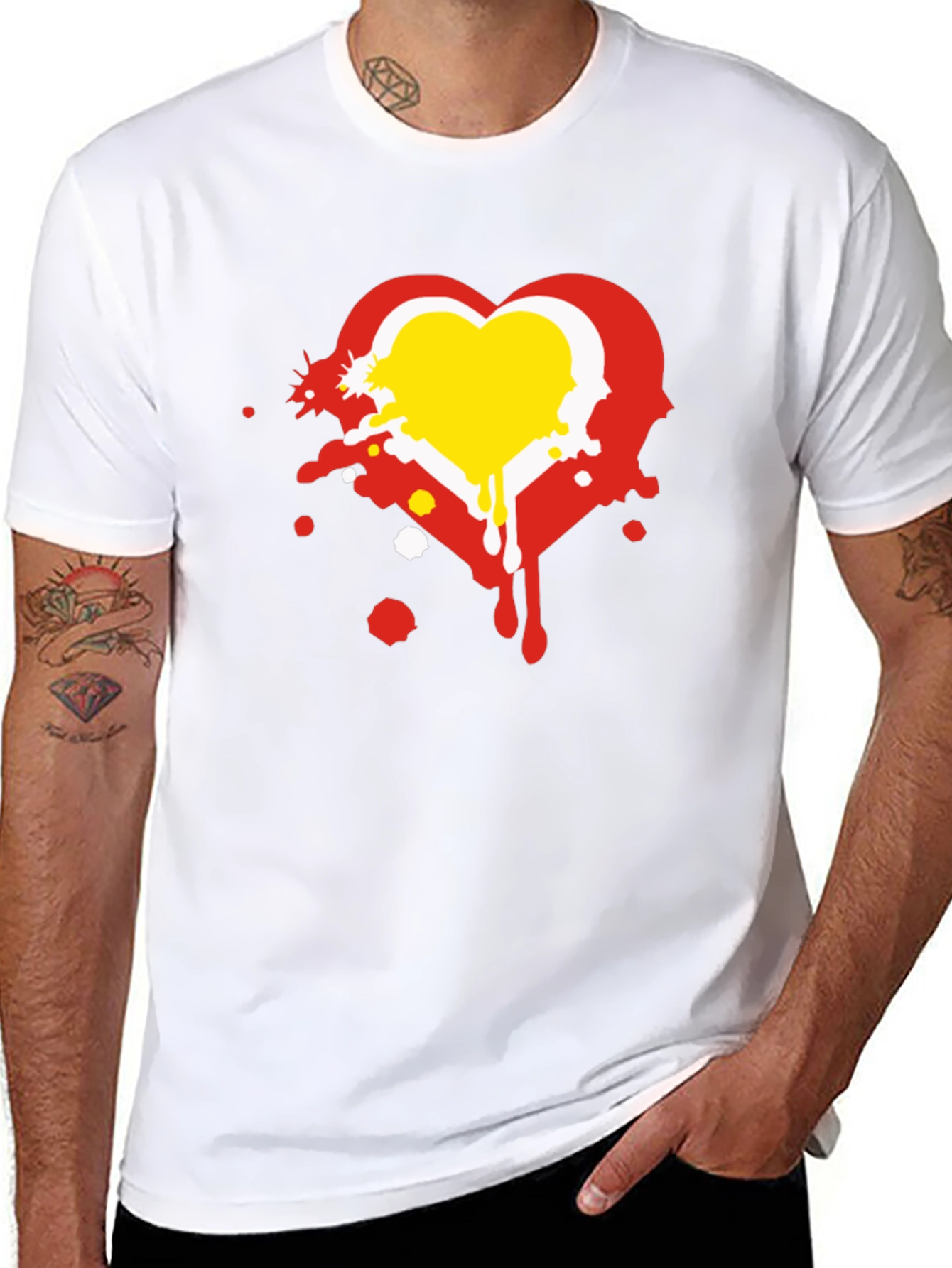 Heart Graphic Print Black T-Shirt
