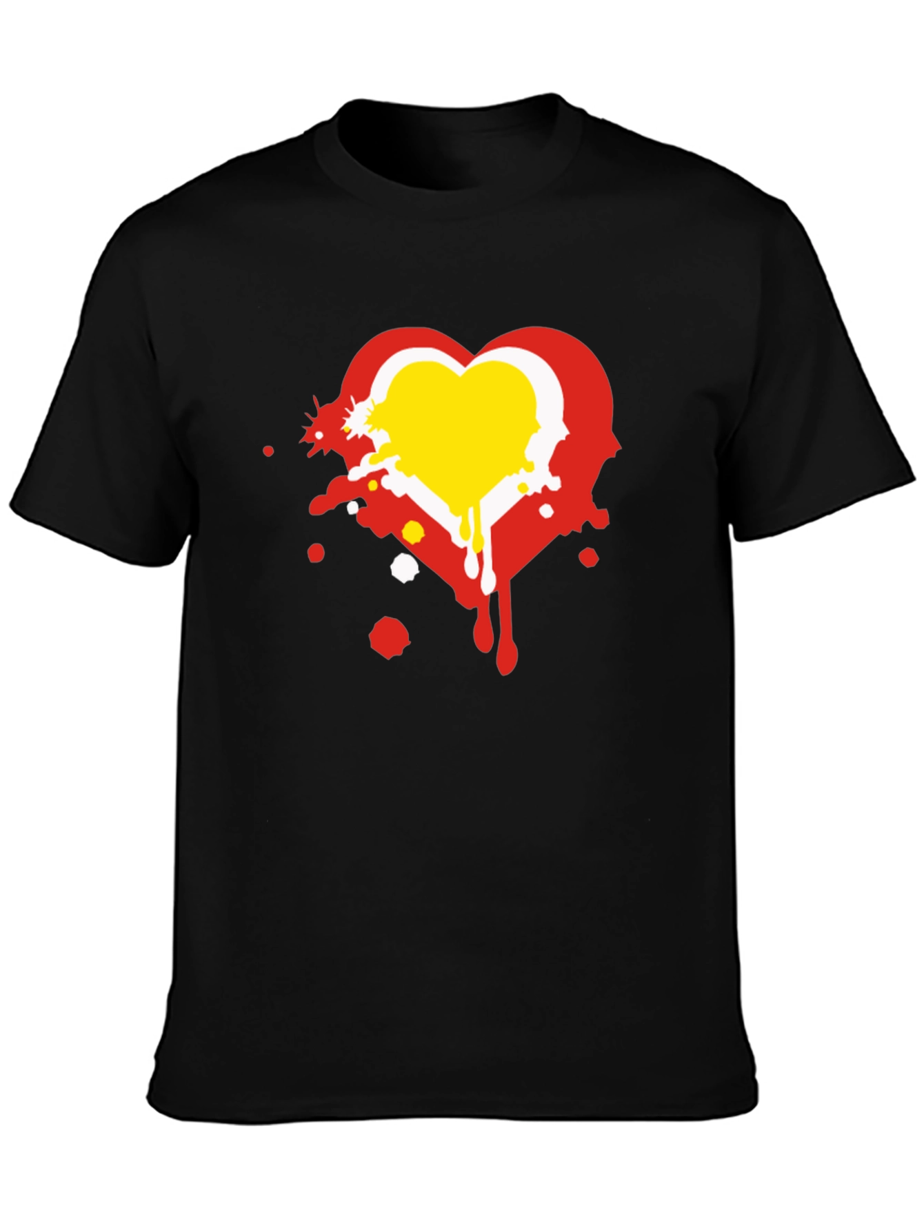Heart Graphic Print Black T-Shirt
