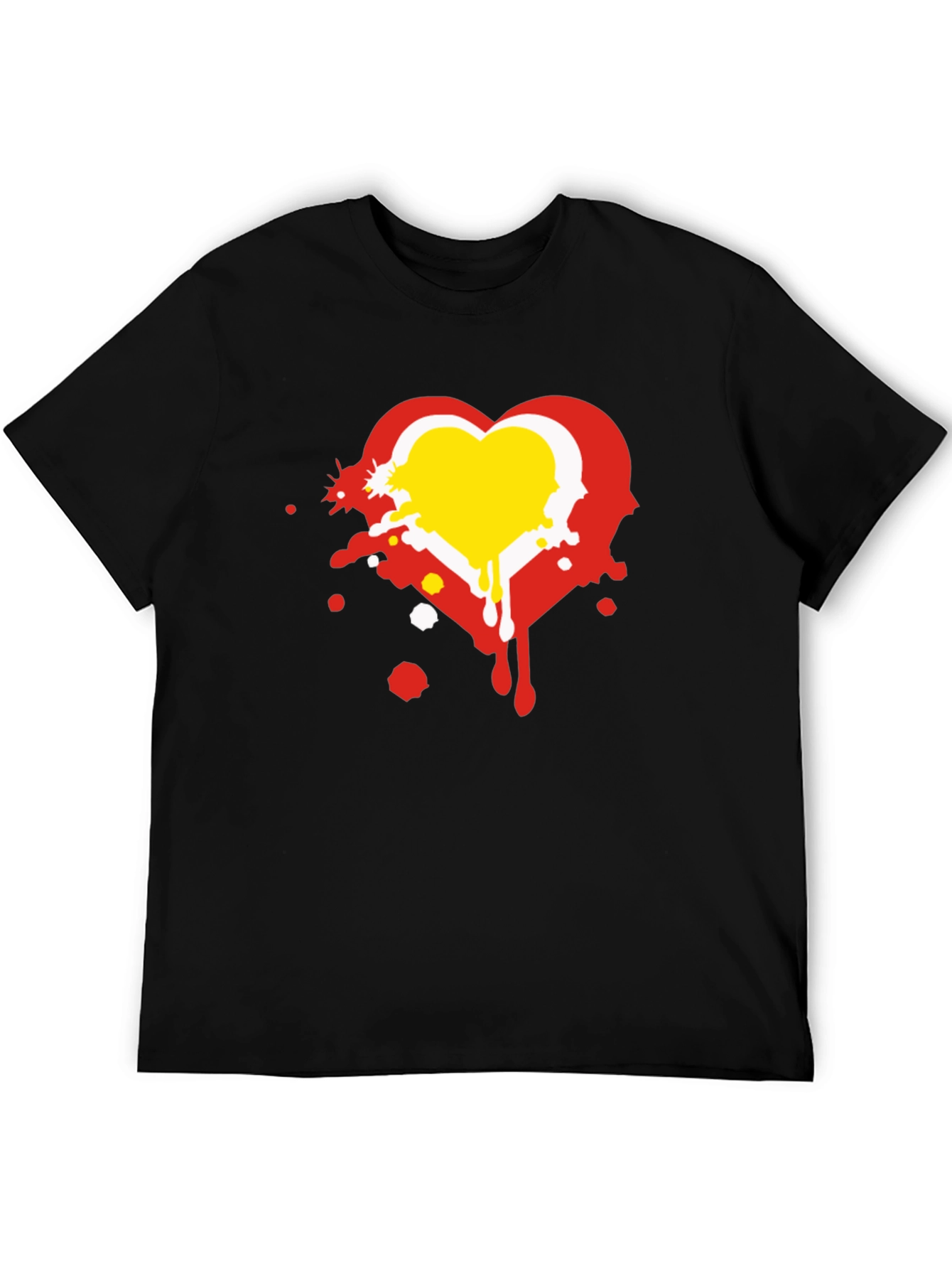 Heart Graphic Print Black T-Shirt
