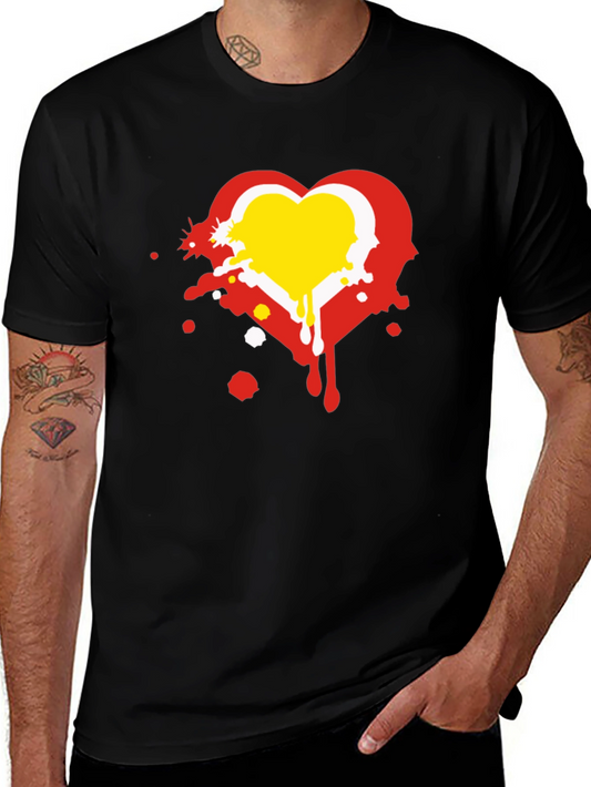 Heart Graphic Print Black T-Shirt