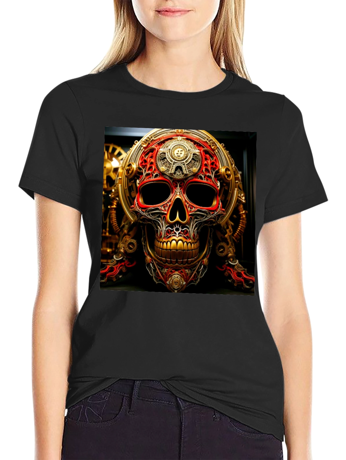 Steampunk Skull Graphic Tee - Unique Design