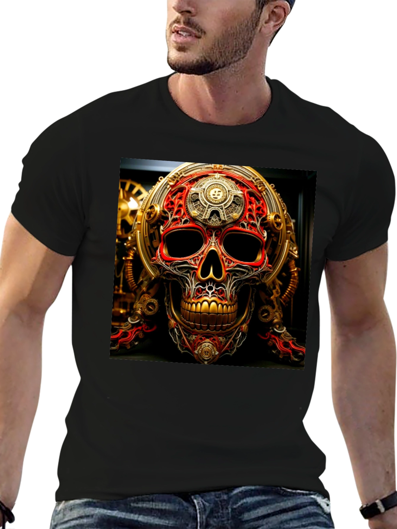 Steampunk Skull Graphic Tee - Unique Design
