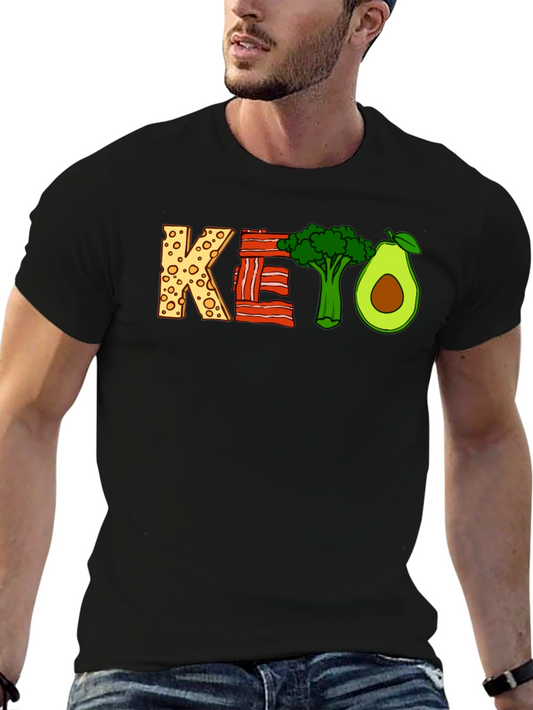 Keto Diet T-Shirt - Cheese Bacon Broccoli Avocado Graphic Tee