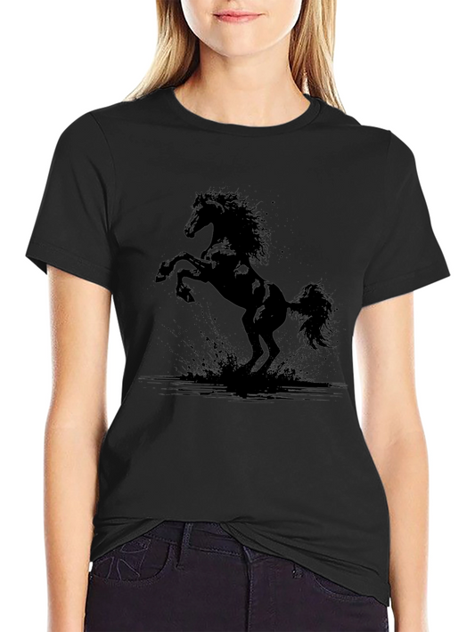Black Horse Graphic Tee - Mens Casual Crew Neck T-Shirt