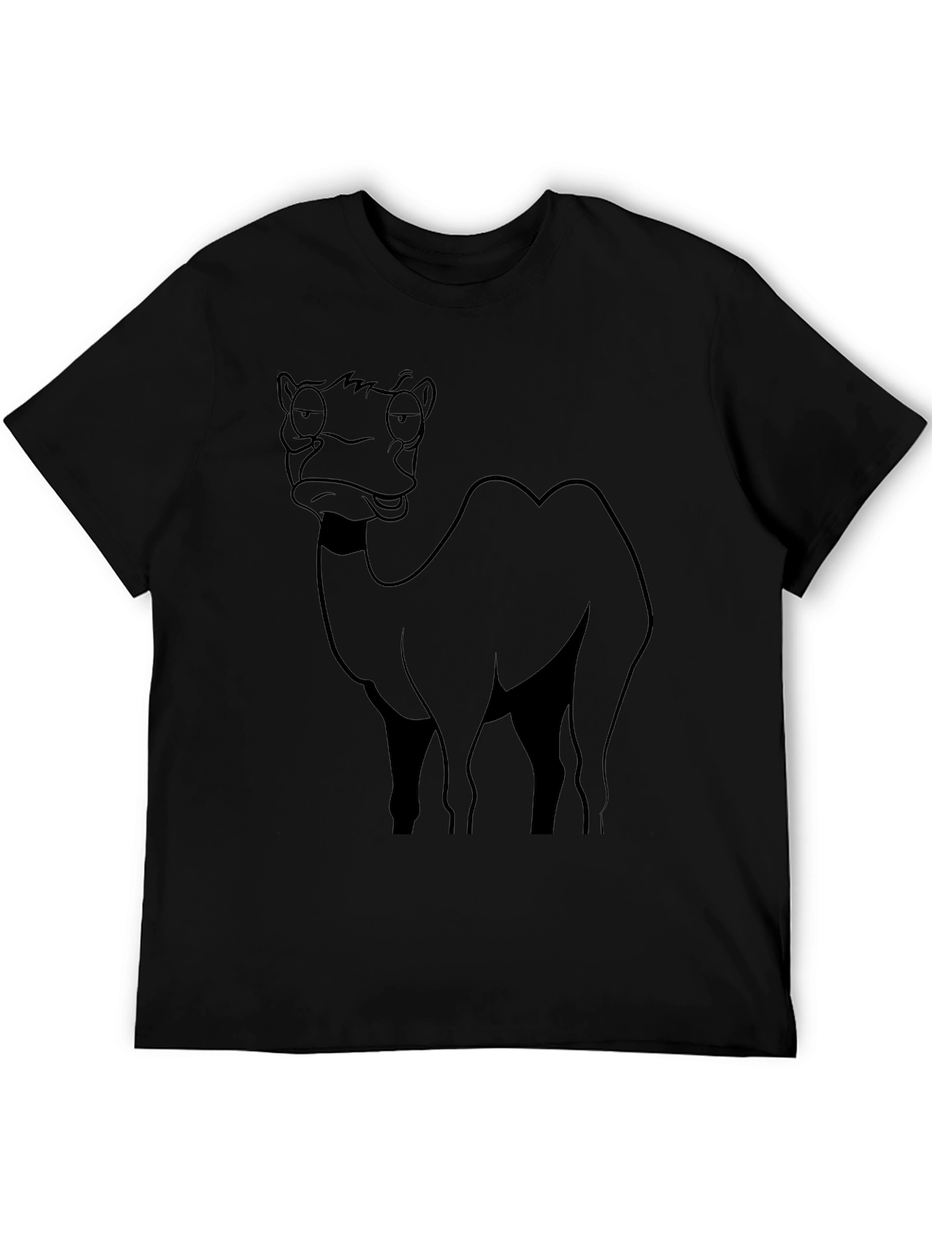 Funny Camel Cartoon Black T-Shirt