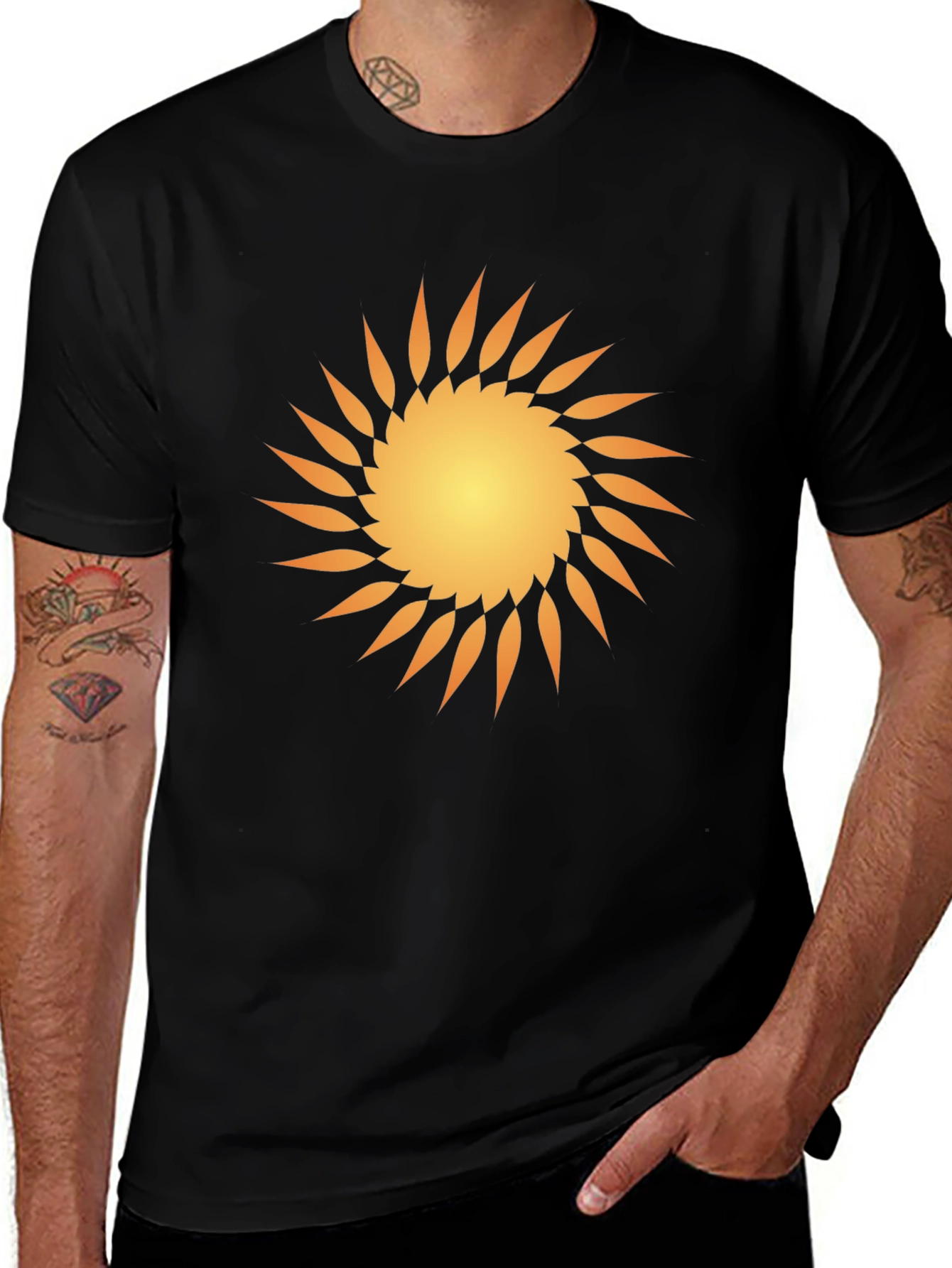 Bold Sun Graphic Tee - Modern Black T-Shirt