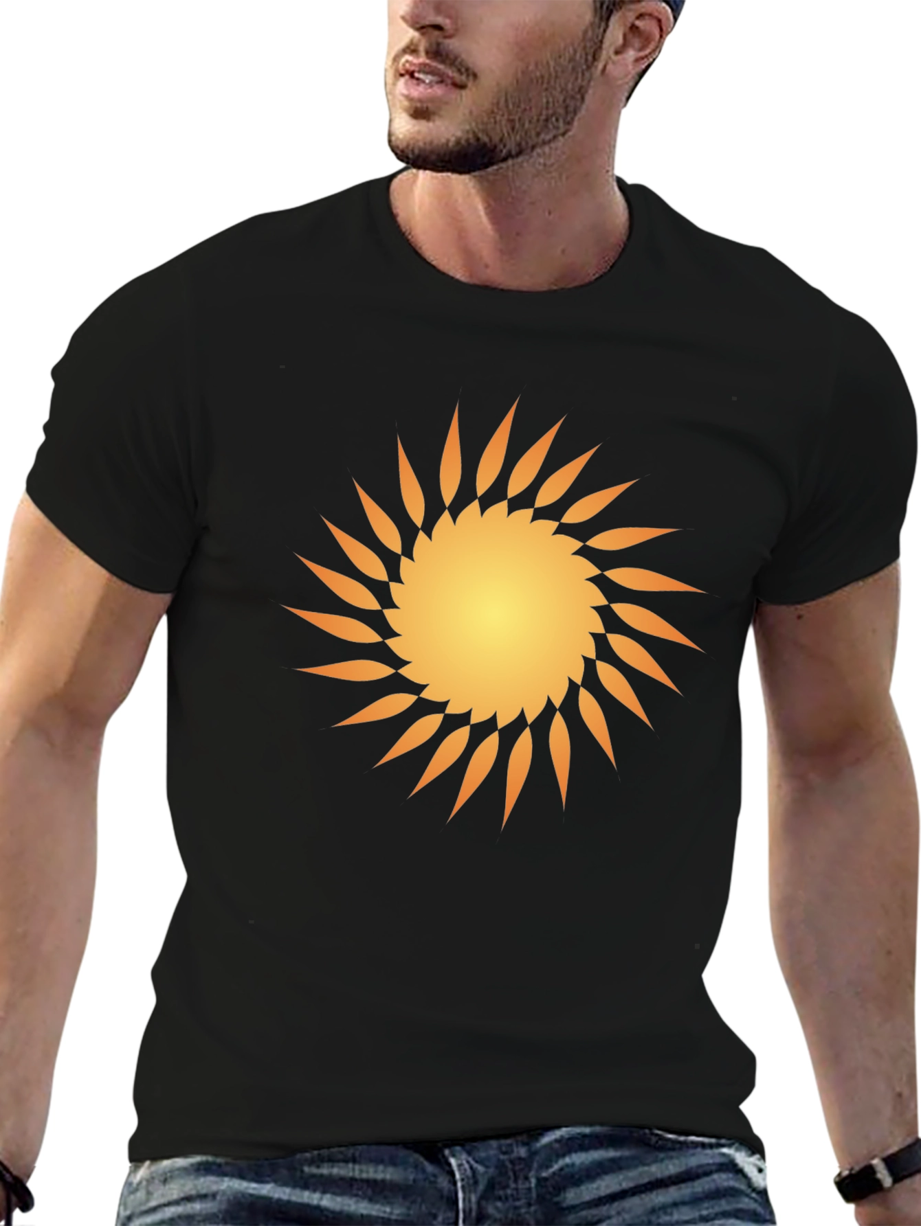 Bold Sun Graphic Tee - Modern Black T-Shirt