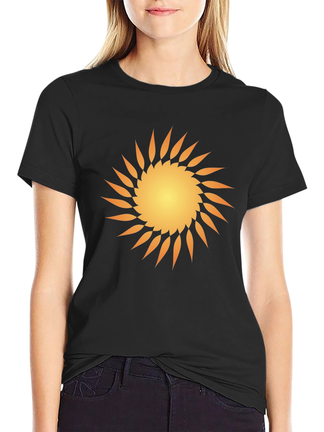 Bold Sun Graphic Tee - Modern Black T-Shirt