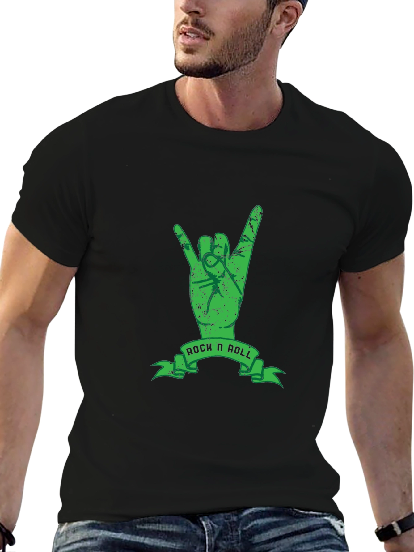 Rock N Roll Hand Sign Black T-Shirt