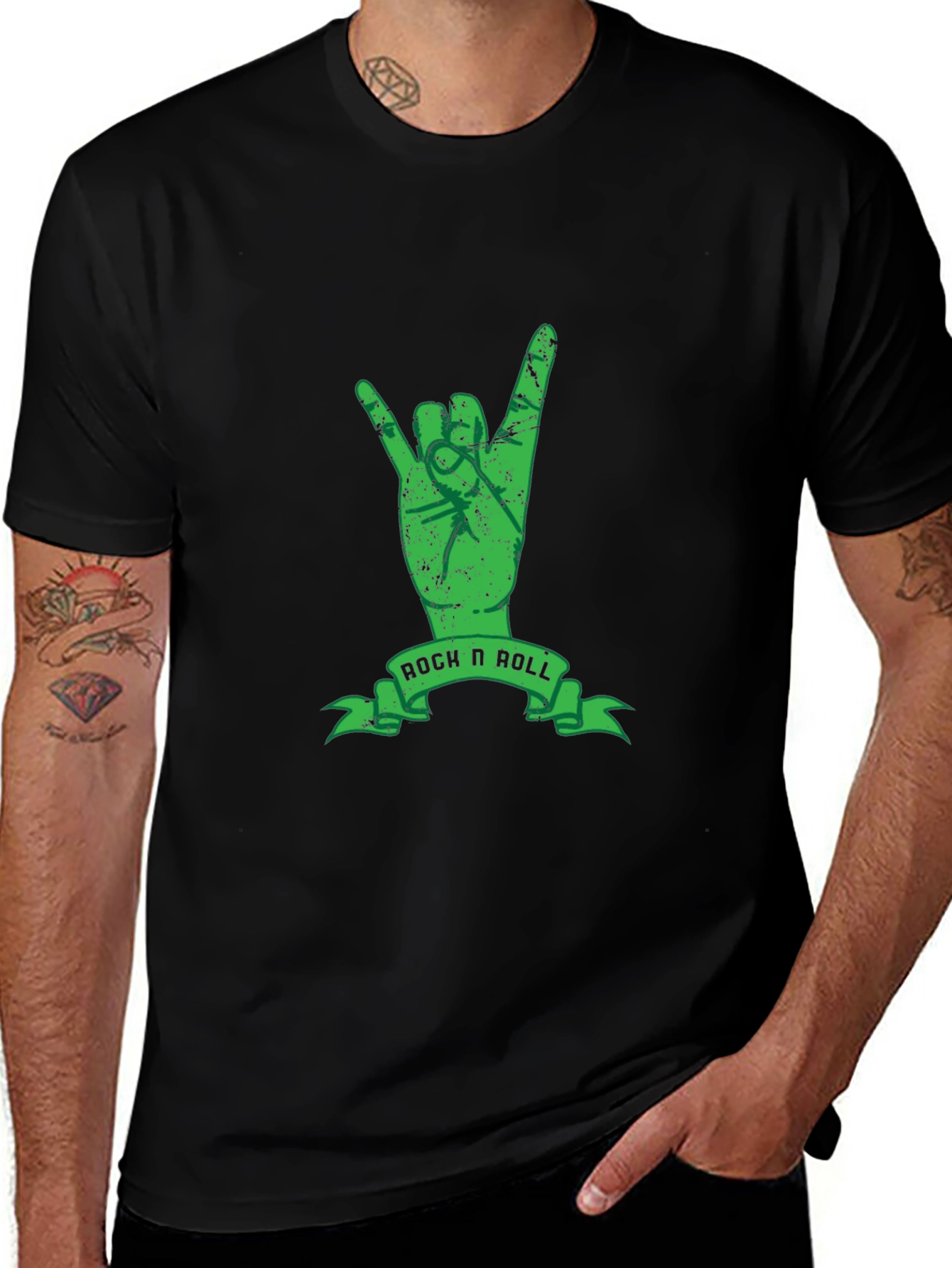 Rock N Roll Hand Sign Black T-Shirt