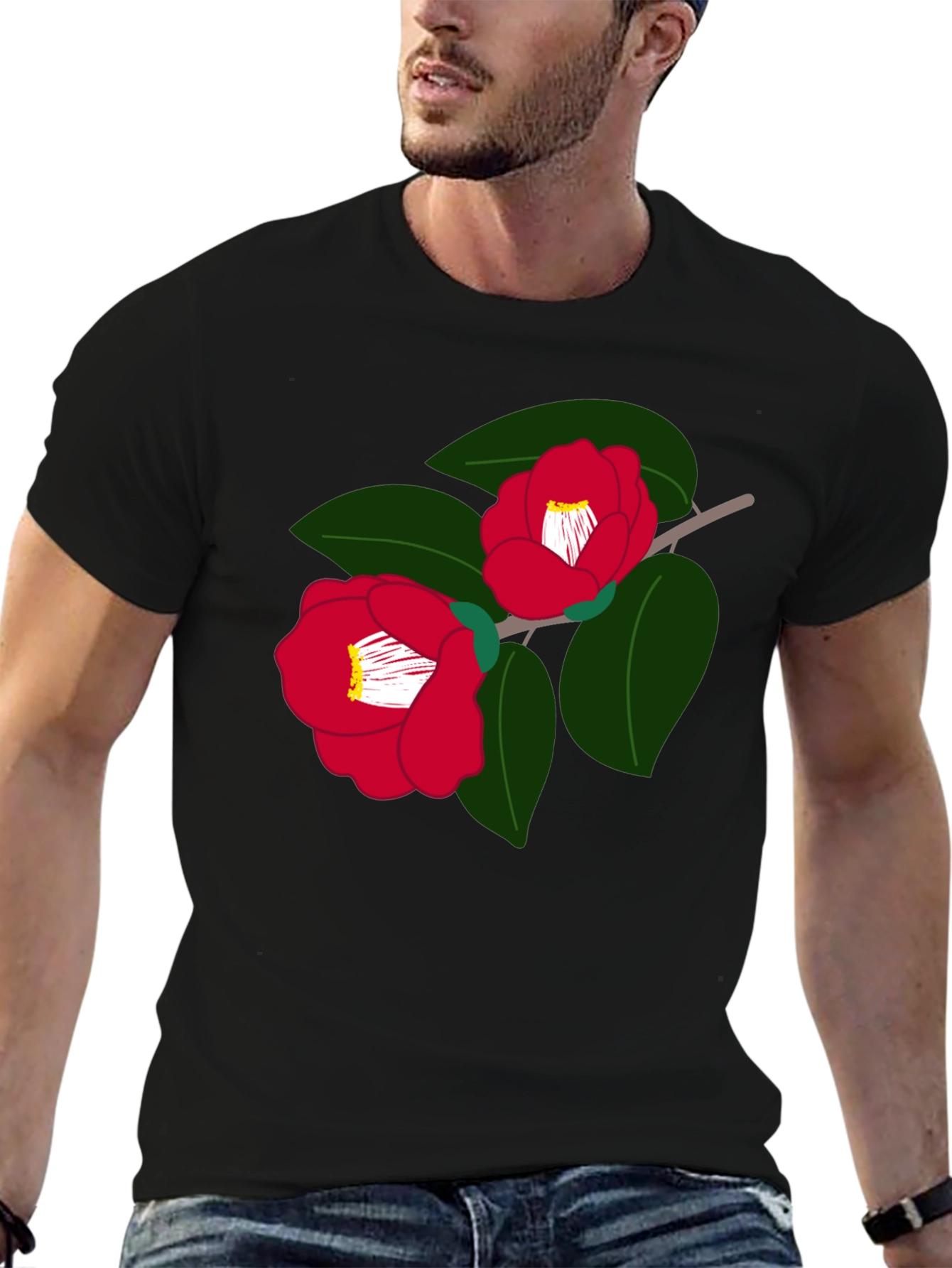 Floral Camellia T-Shirt Graphic Print Tee