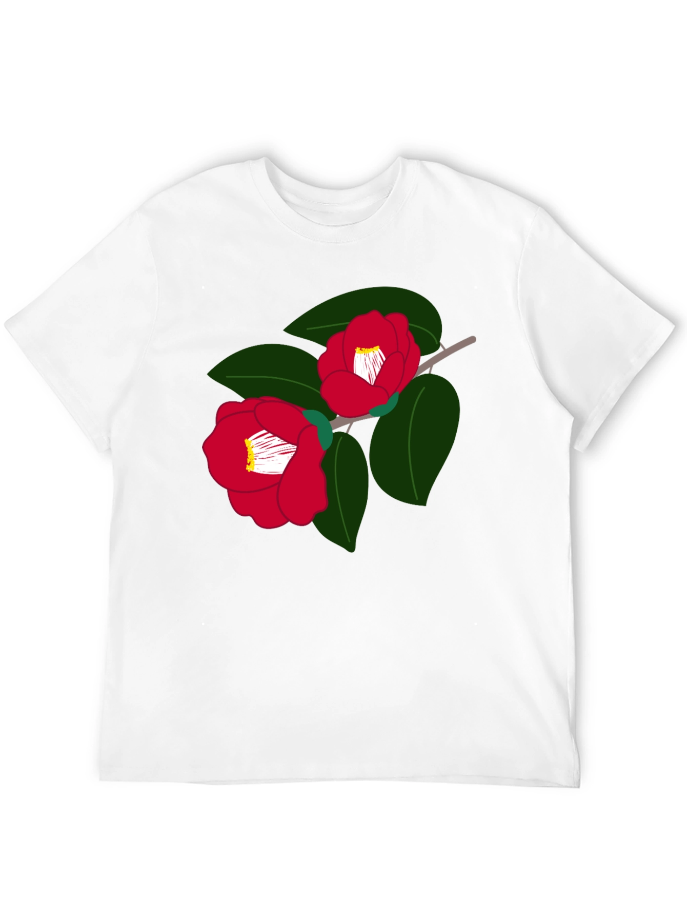 Floral Camellia T-Shirt Graphic Print Tee