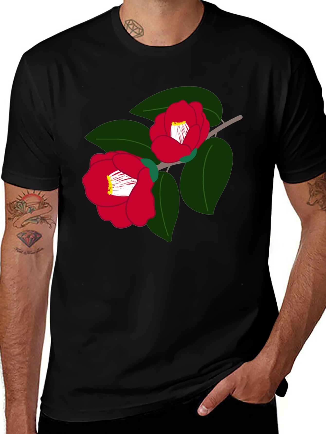 Floral Camellia T-Shirt Graphic Print Tee
