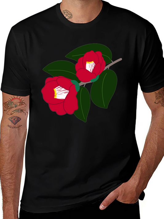 Floral Camellia T-Shirt Graphic Print Tee