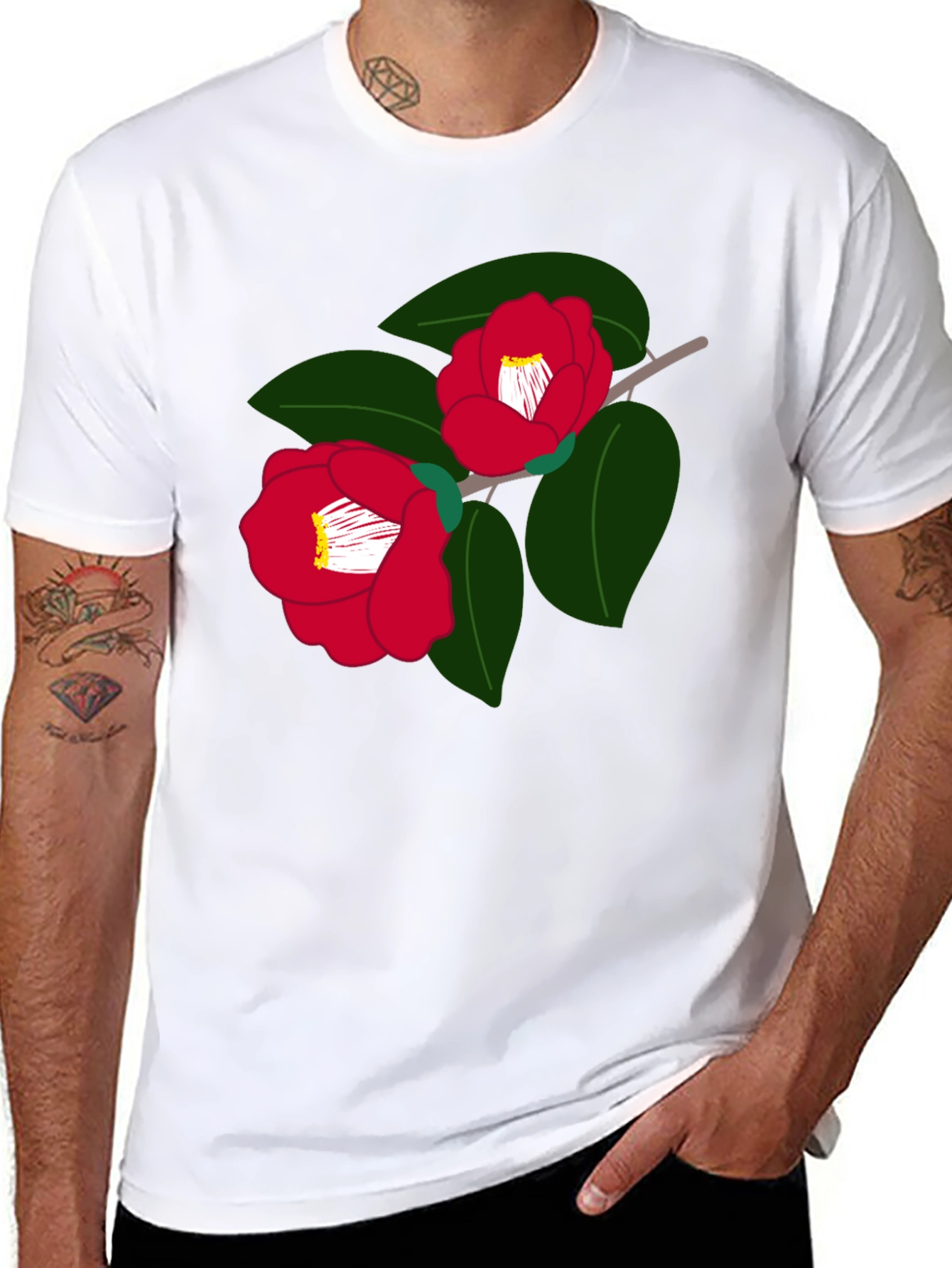 Floral Camellia T-Shirt Graphic Print Tee