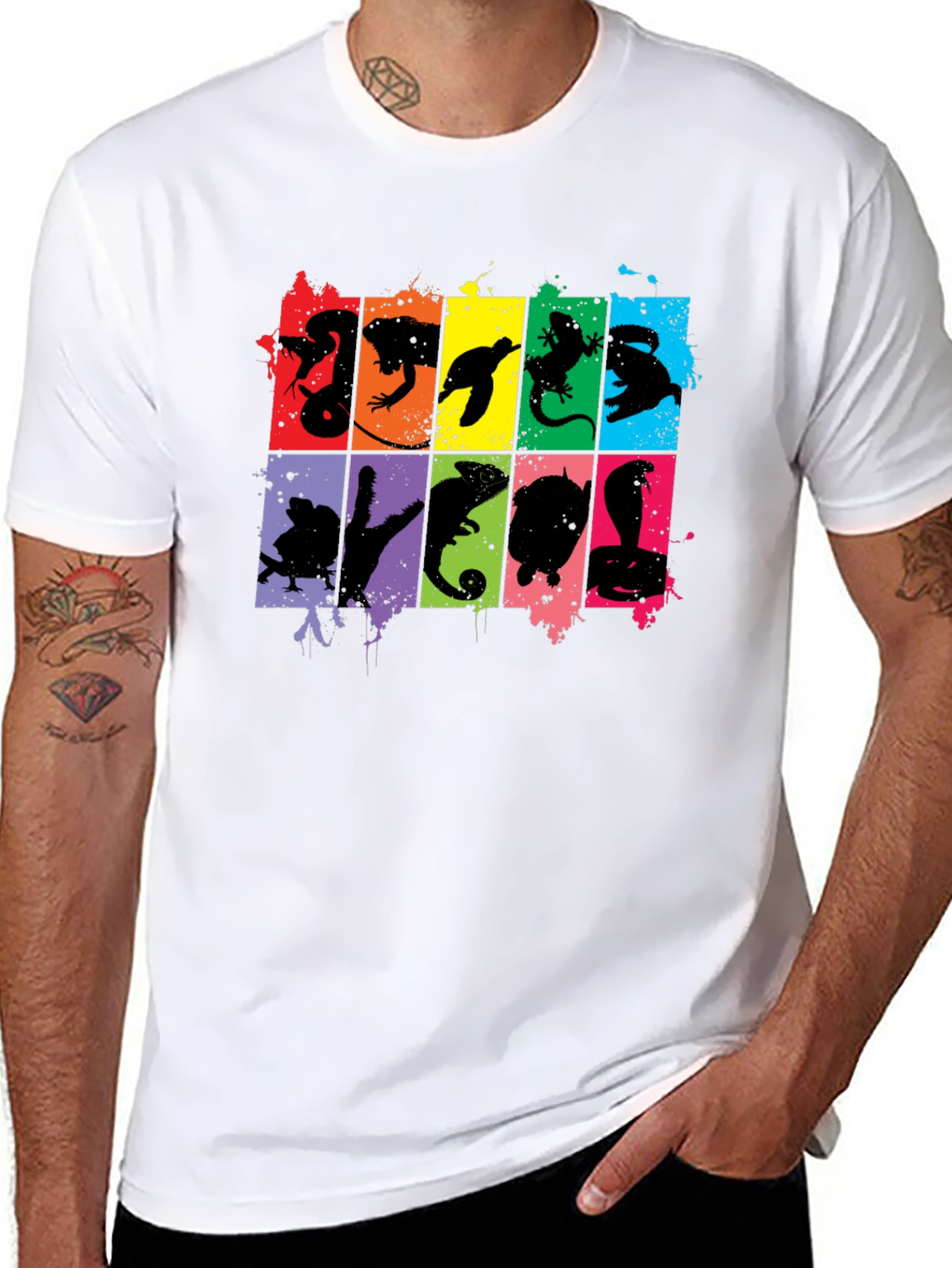 Reptile Silhouettes Graphic Black T-Shirt