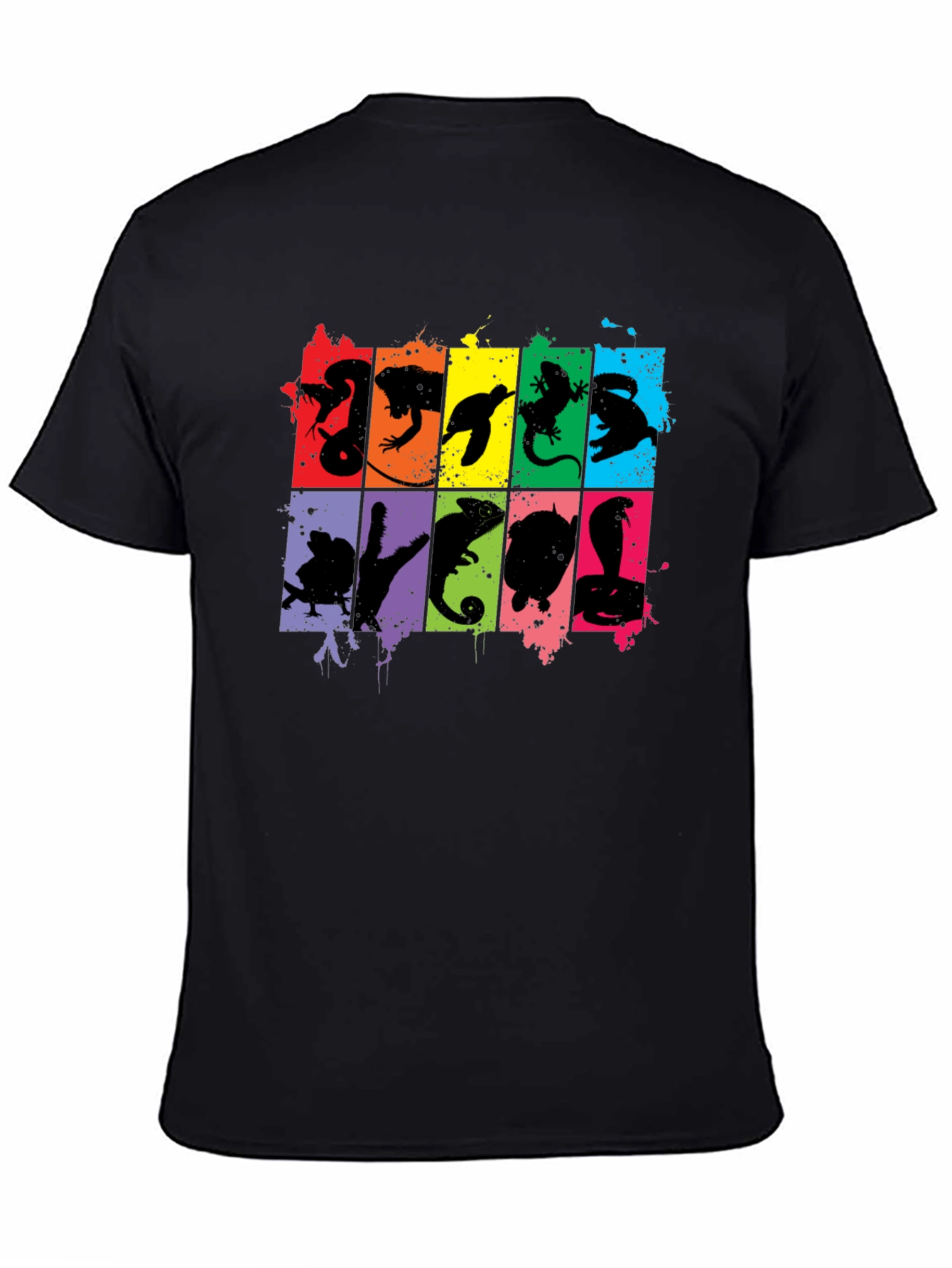 Reptile Silhouettes Graphic Black T-Shirt