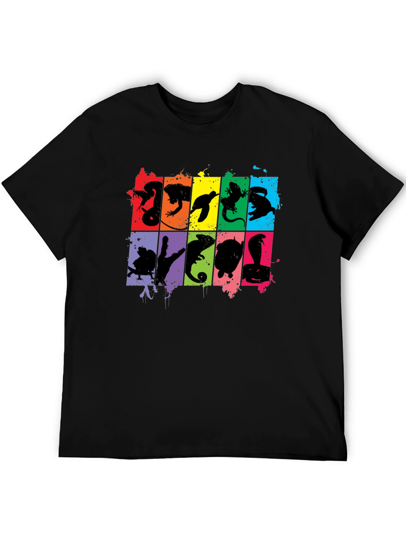 Reptile Silhouettes Graphic Black T-Shirt