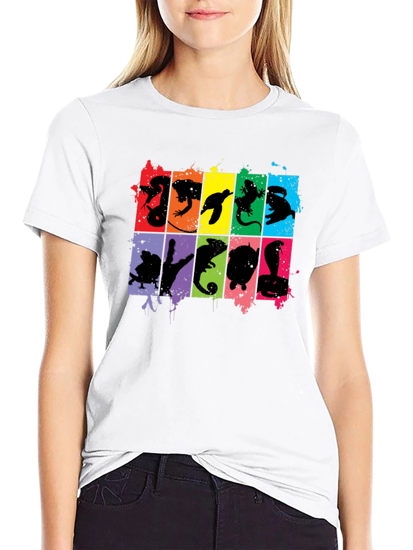 Reptile Silhouettes Graphic Black T-Shirt