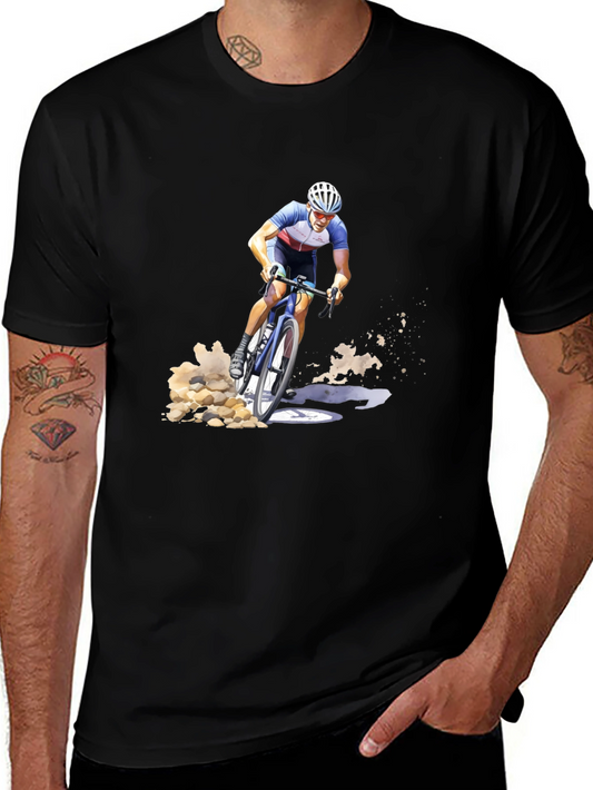 Cyclist Graphic Tee - Black Cotton Blend