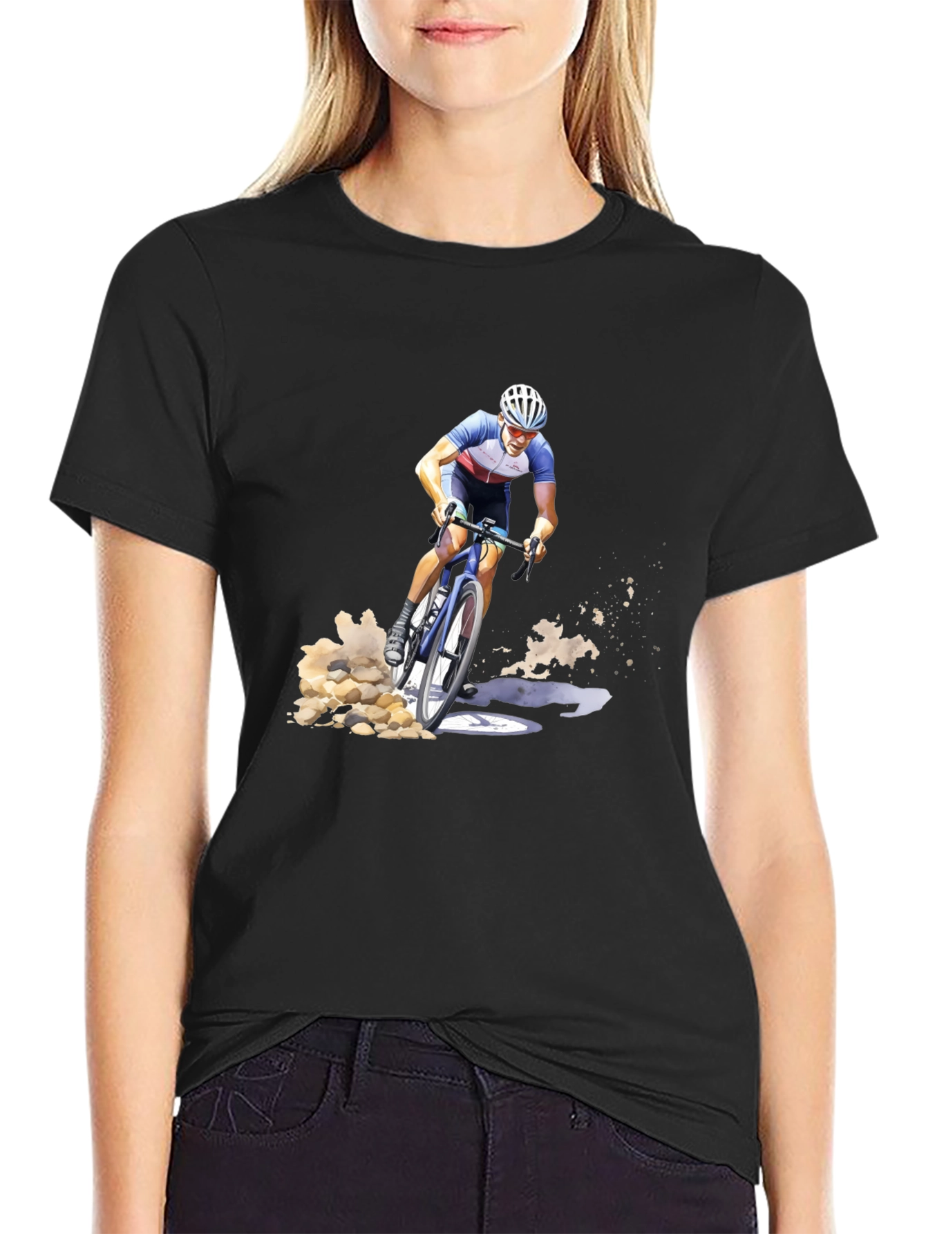 Cyclist Graphic Tee - Black Cotton Blend