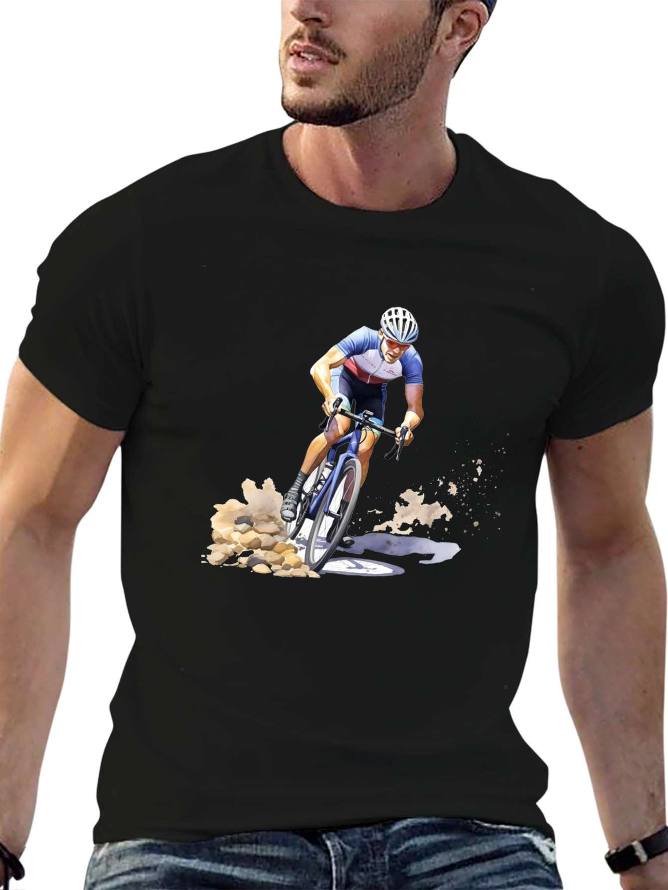Cyclist Graphic Tee - Black Cotton Blend