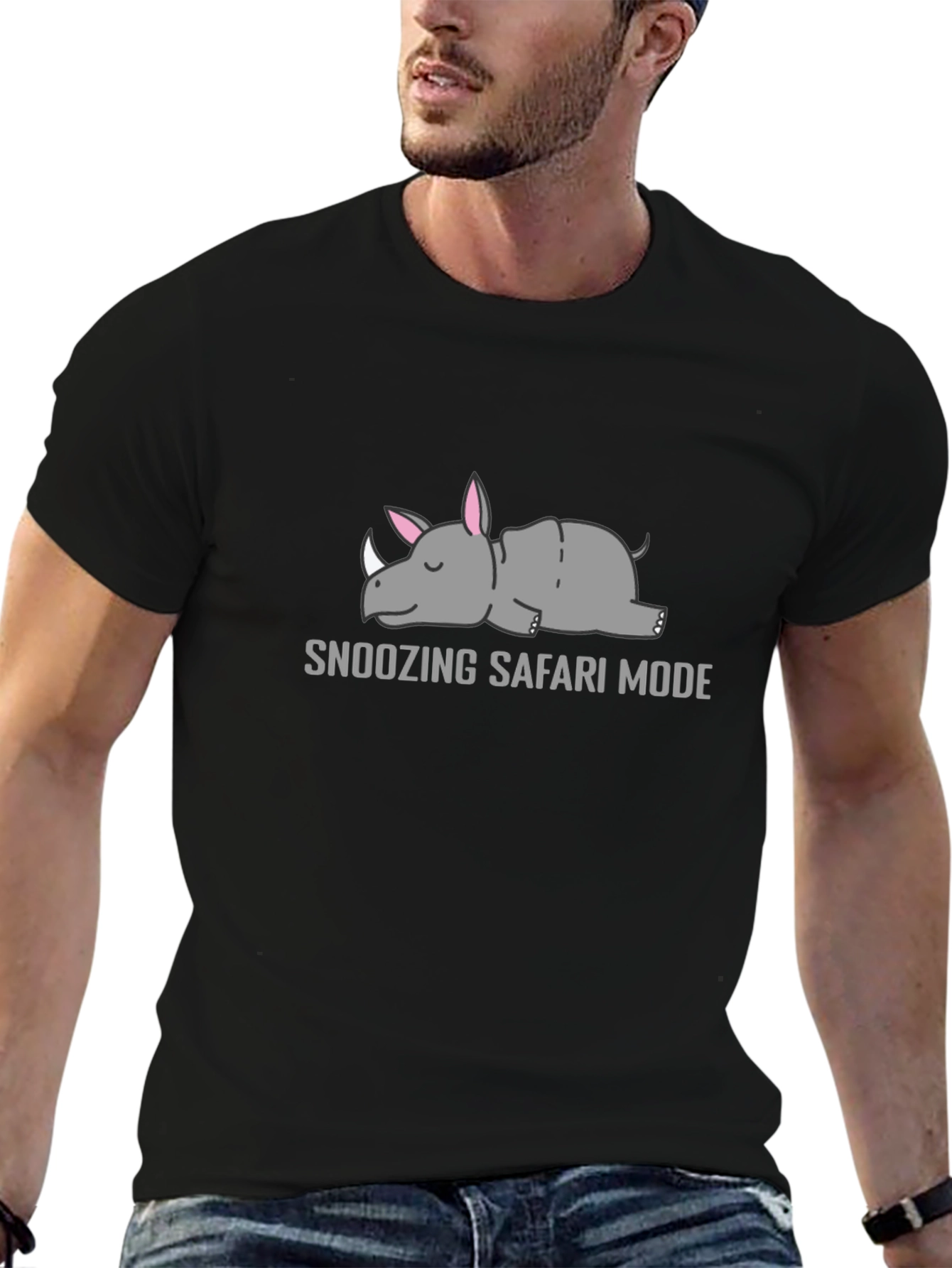 Snoozing Safari Mode Rhino Graphic T-Shirt