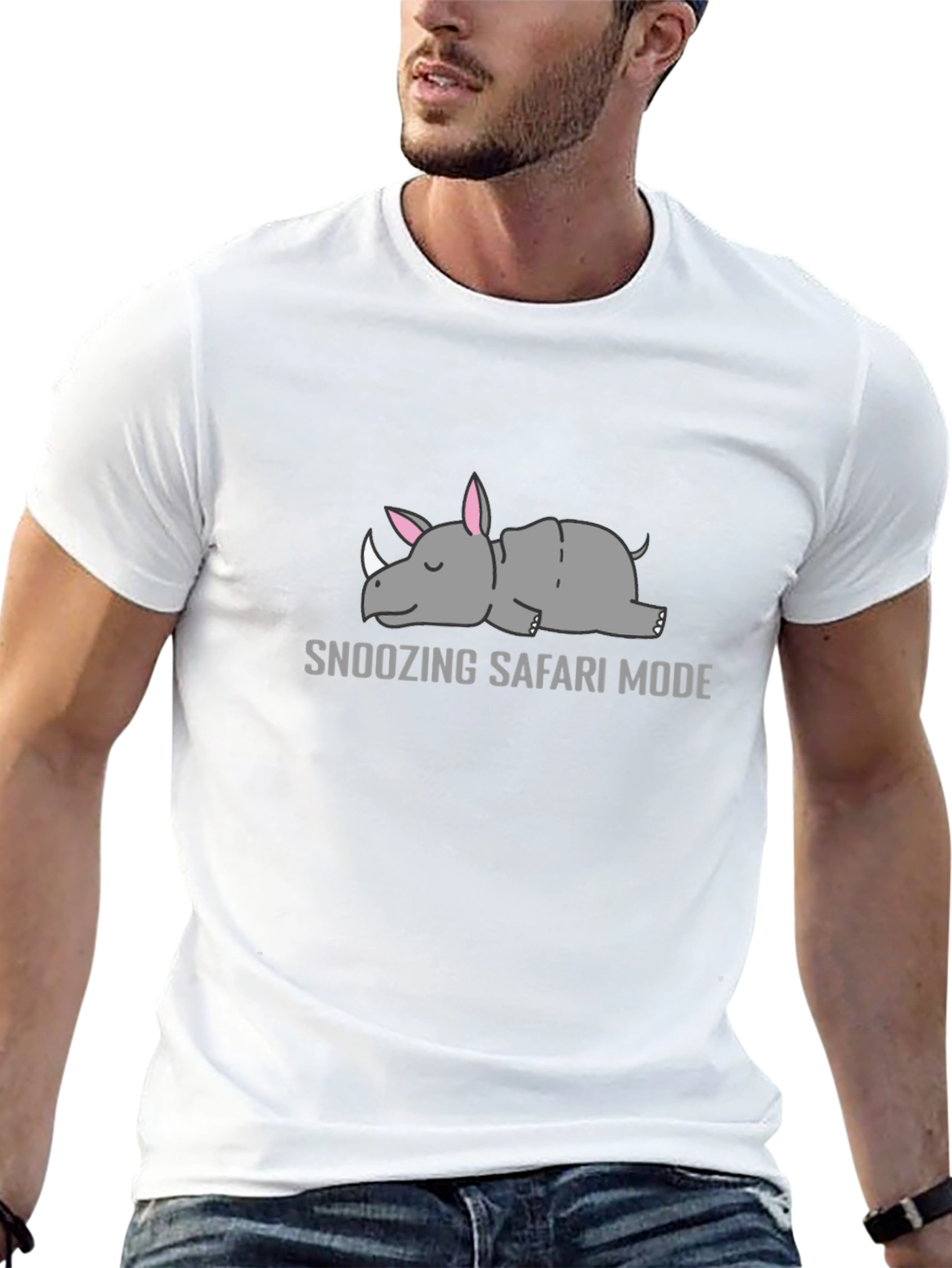 Snoozing Safari Mode Rhino Graphic T-Shirt