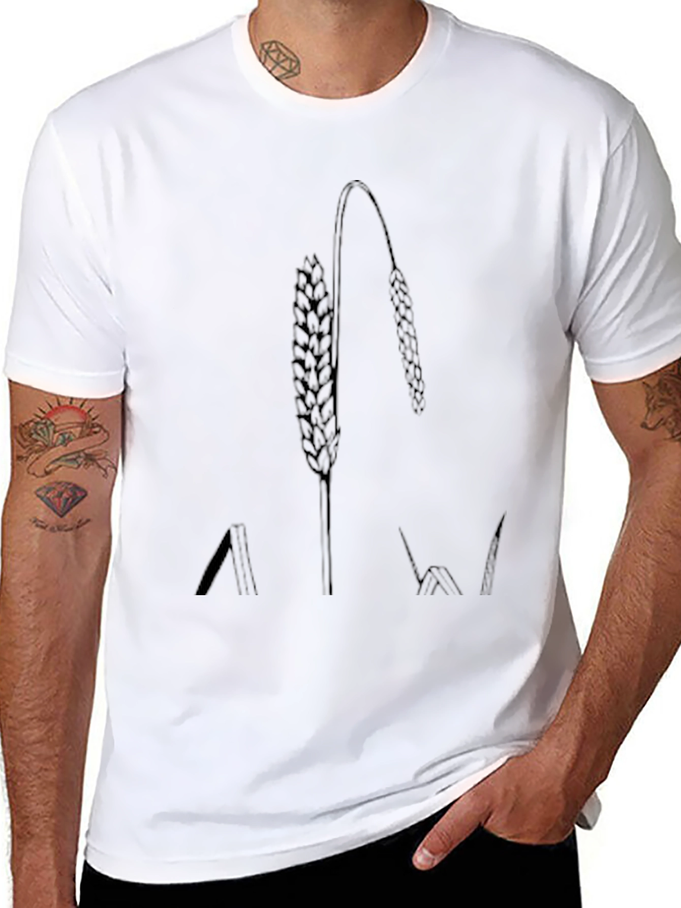 Wheat Design Black Tee
