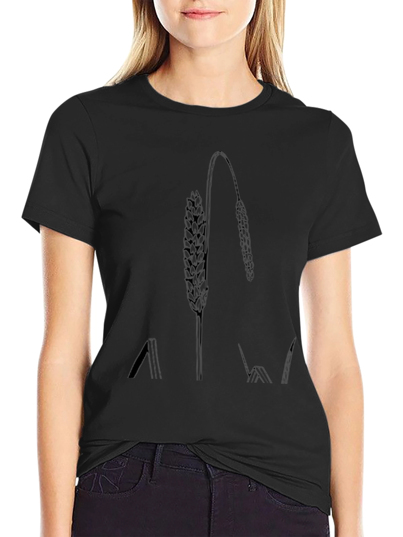 Wheat Design Black Tee