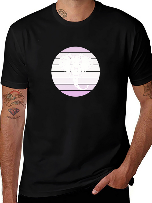 Elephant Circle Graphic Black T-Shirt
