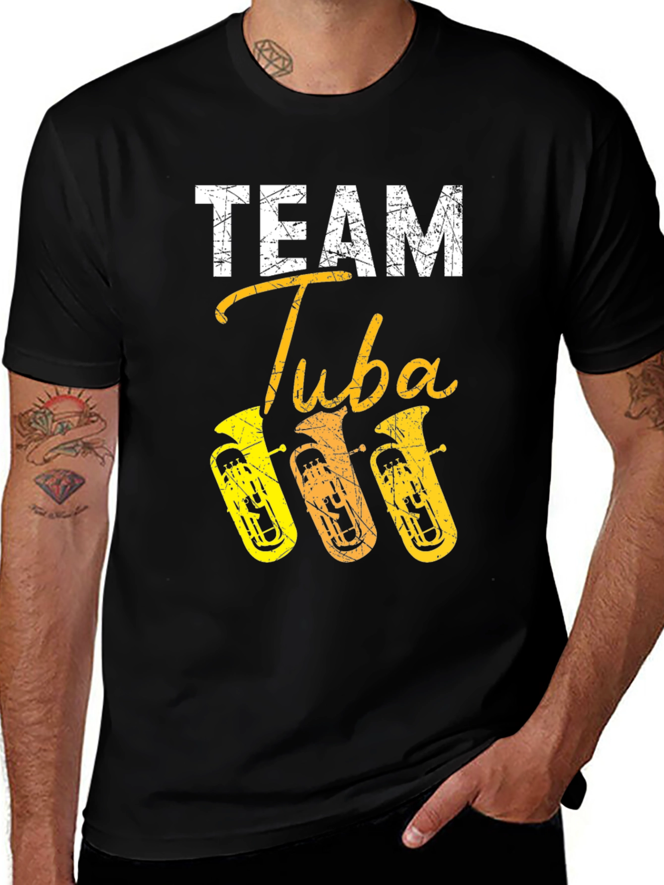 Team Tuba Black T-Shirt Music Band