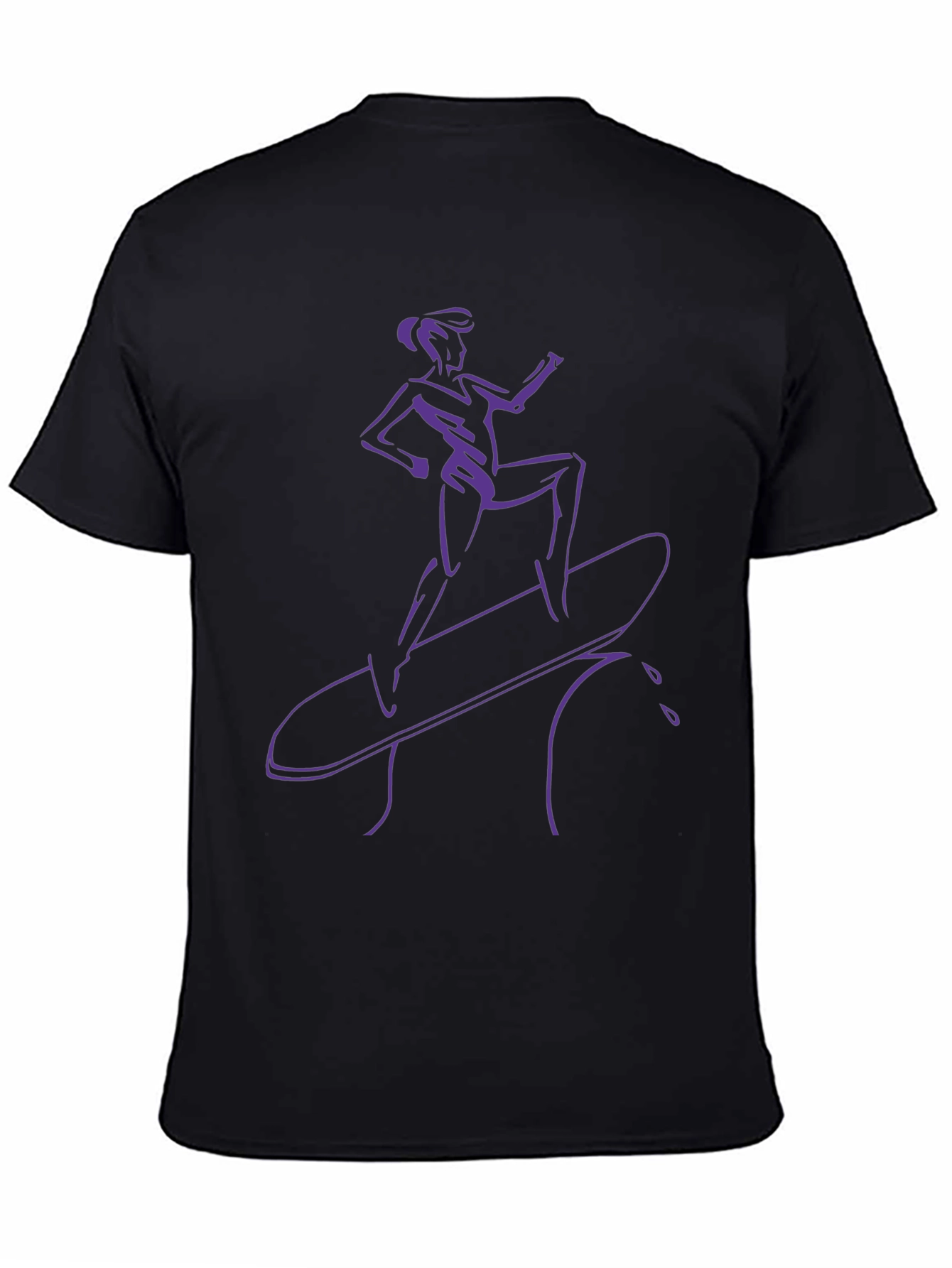 Cool Surfer Girl Graphic Tee - Black Cotton