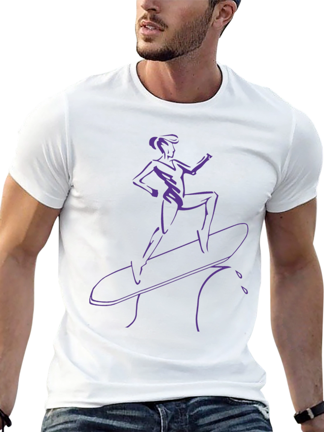 Cool Surfer Girl Graphic Tee - Black Cotton