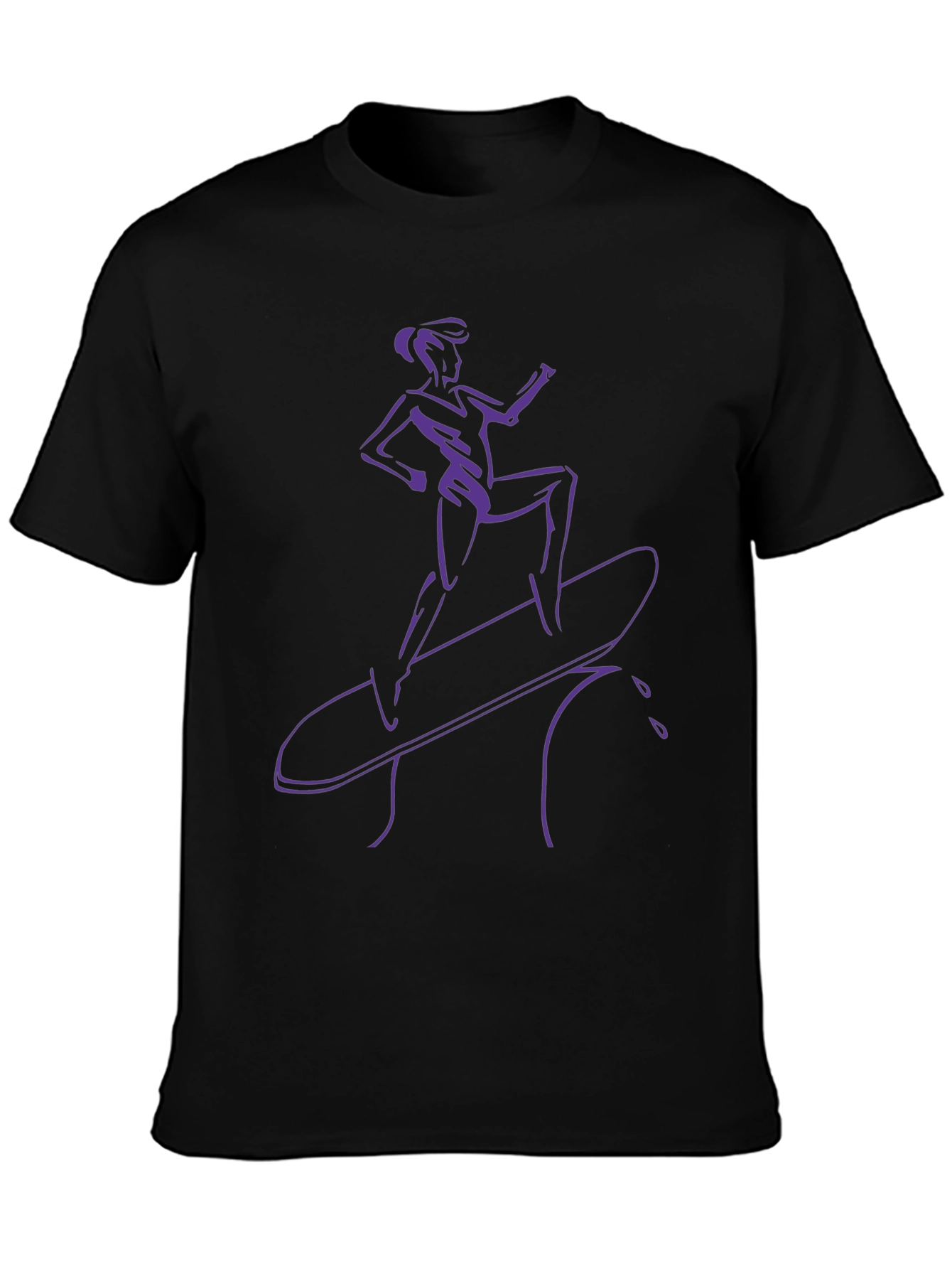 Cool Surfer Girl Graphic Tee - Black Cotton
