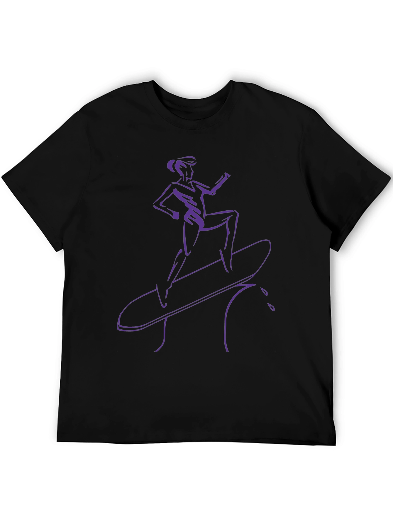 Cool Surfer Girl Graphic Tee - Black Cotton