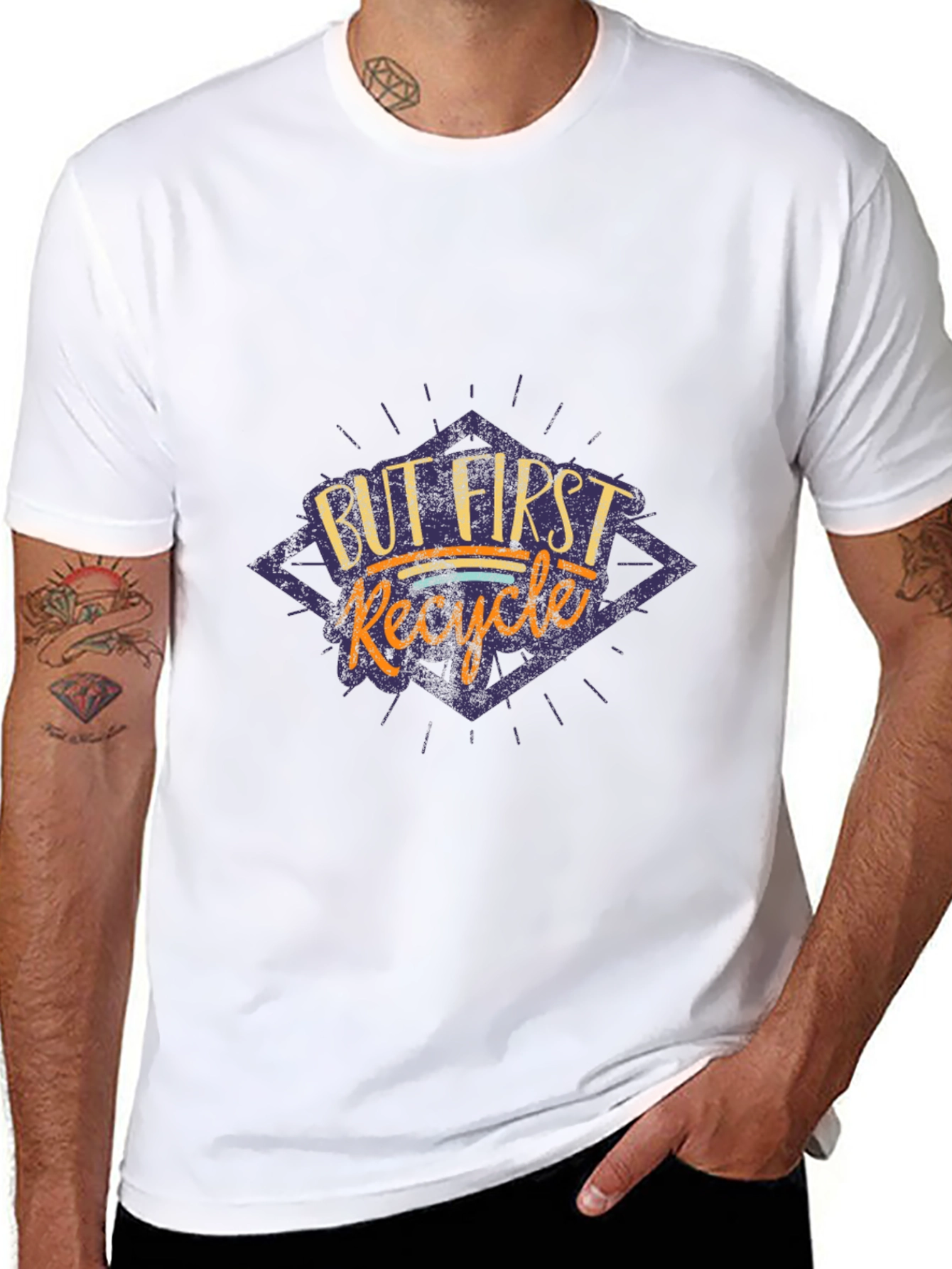 But First Recycle Graphic Tee - Black Cotton T-Shirt