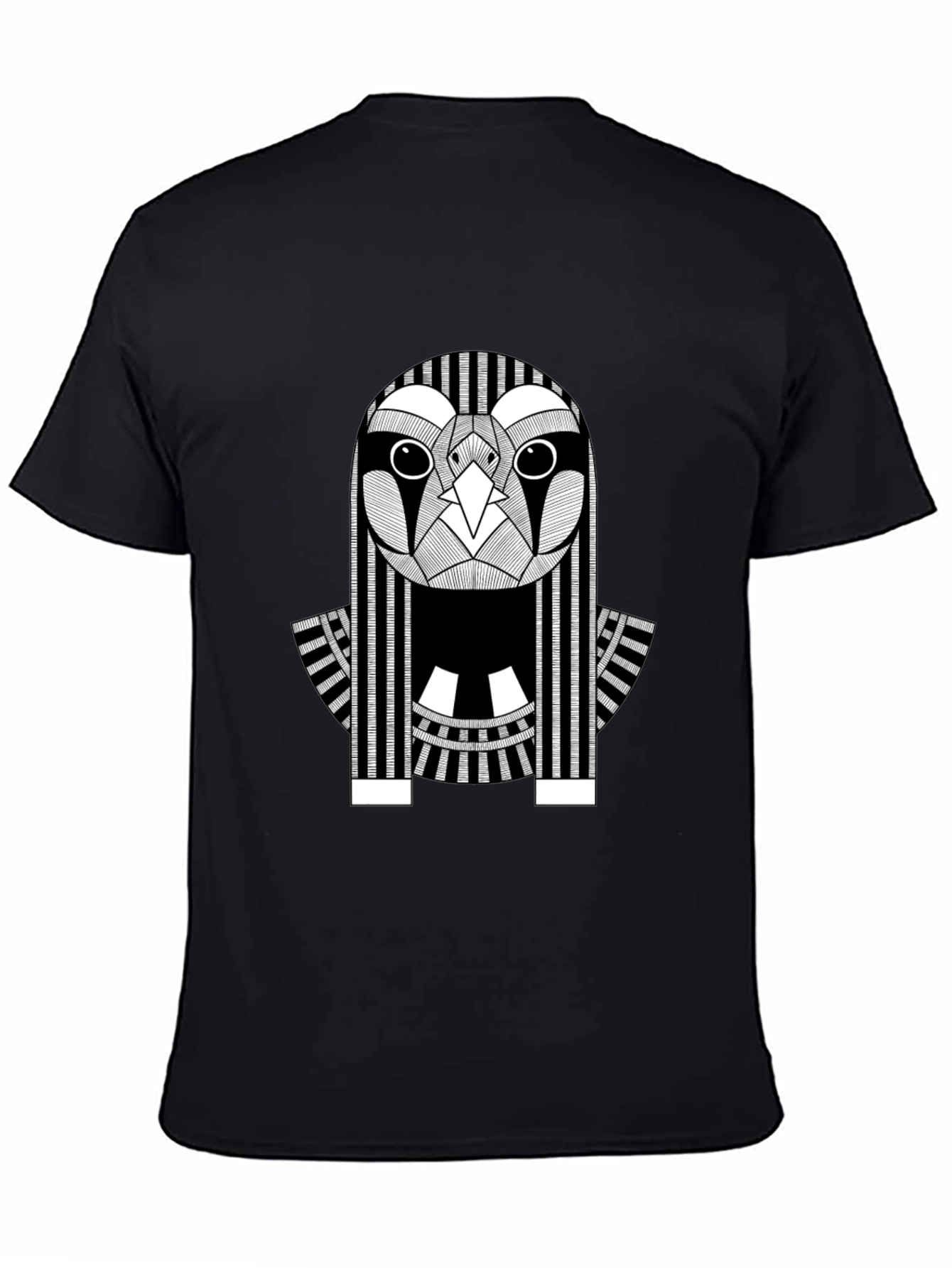 Abstract Owl Graphic Print Black T-Shirt