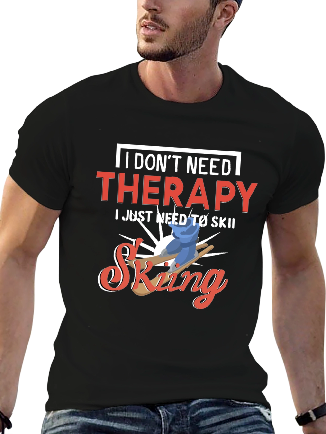 Funny Skiing T-Shirt - No Therapy Needed
