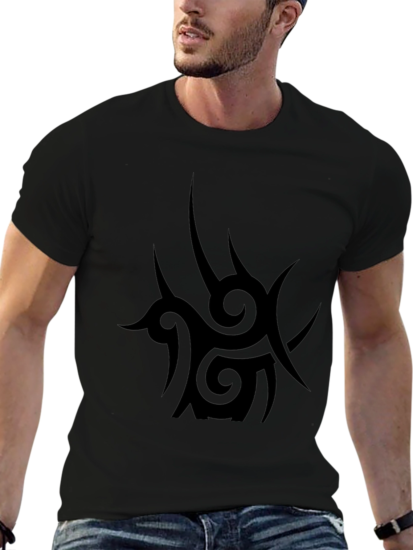 Tribal Tattoo Graphic Black T-Shirt
