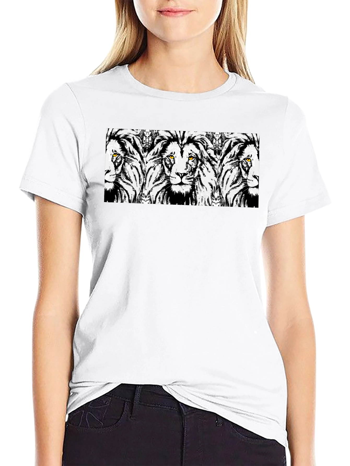 Lion Print Black T-Shirt - Bold Graphic Tee