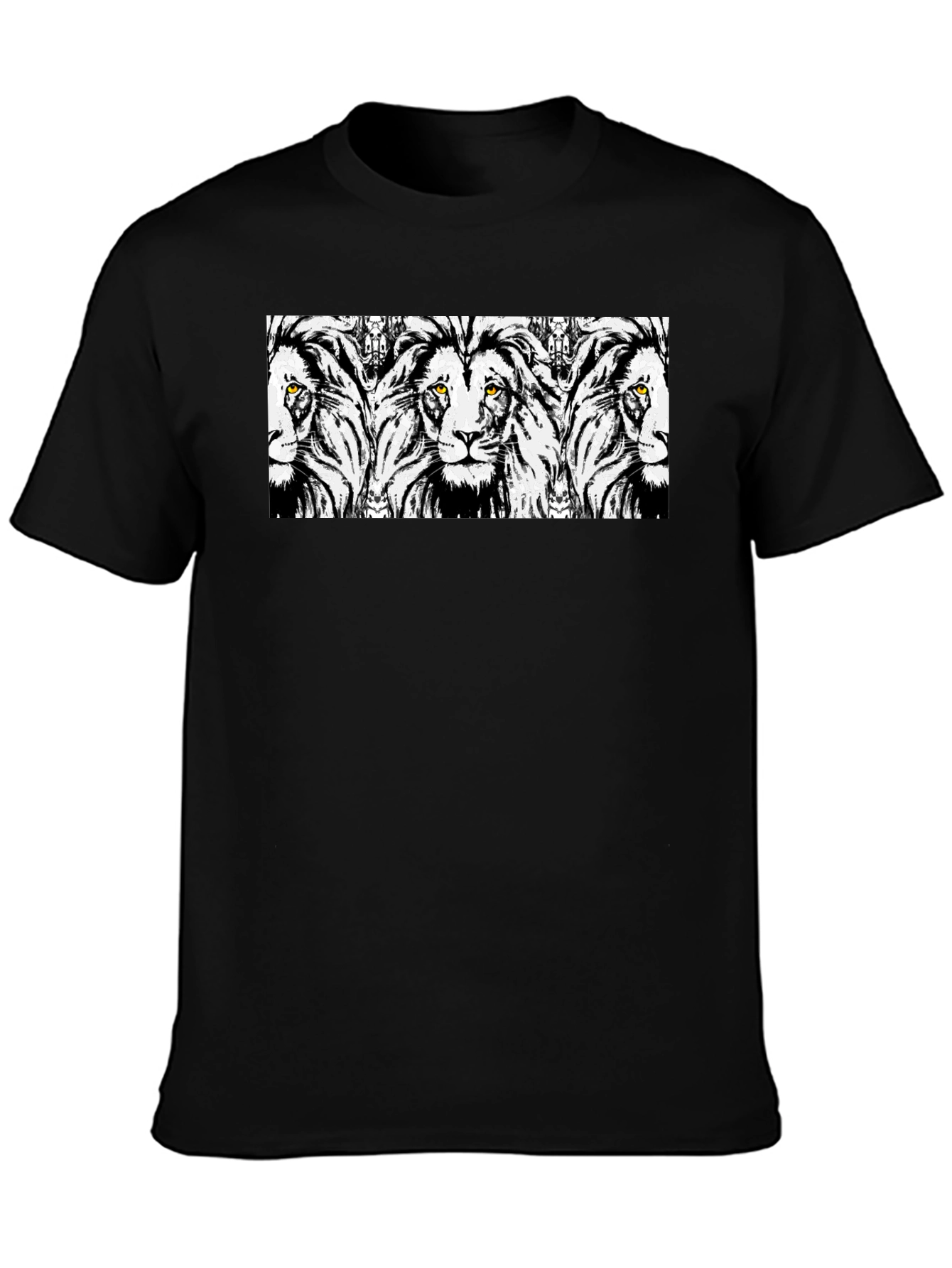 Lion Print Black T-Shirt - Bold Graphic Tee