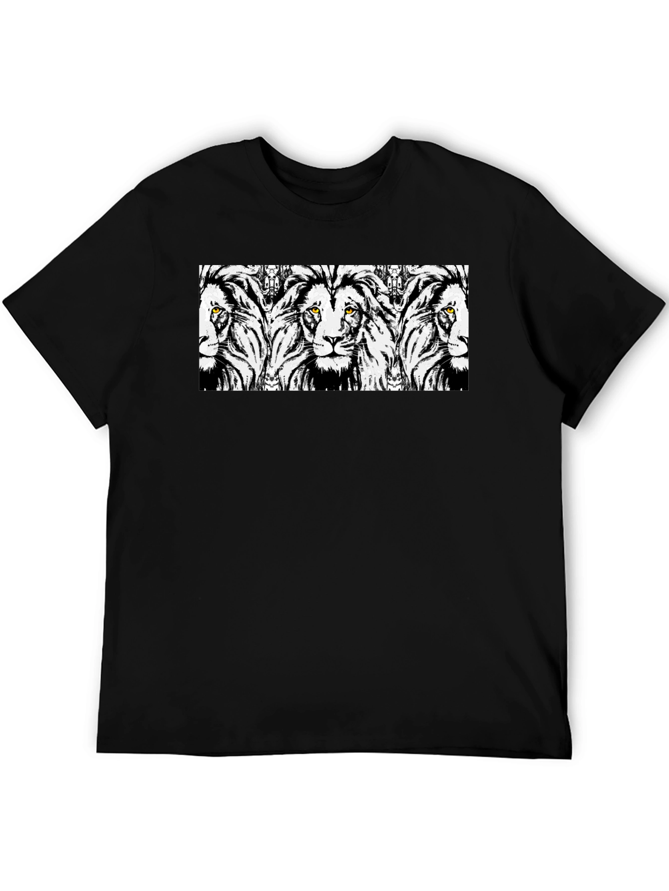 Lion Print Black T-Shirt - Bold Graphic Tee